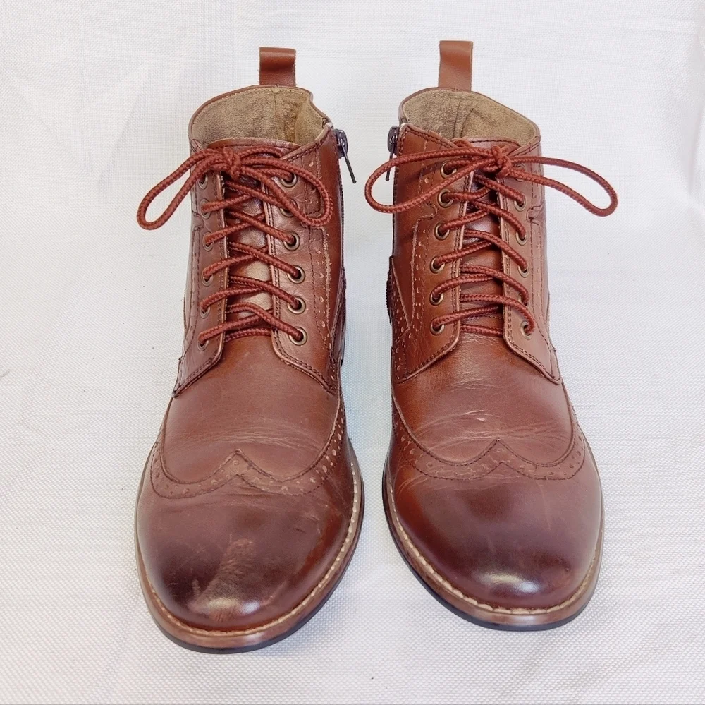 Steve Madden 'Helper' Chukka Boots Brogue Wingtip Leather Brown Mens Sz 8